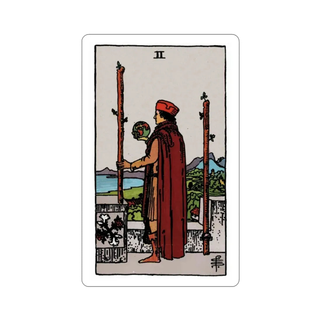The 2 of Wands (Rider Waite Tarot Deck) STICKER Vinyl Die-Cut Decal 2 Inch - The Sticker Space
