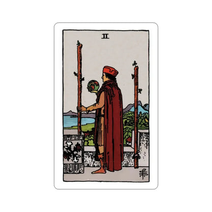 The 2 of Wands (Rider Waite Tarot Deck) STICKER Vinyl Die-Cut Decal 2 Inch - The Sticker Space