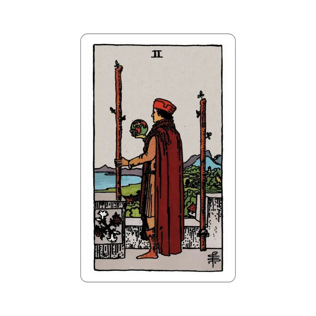 The 2 of Wands (Rider Waite Tarot Deck) STICKER Vinyl Die-Cut Decal 3 Inch - The Sticker Space