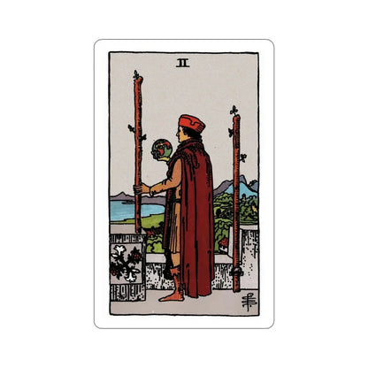 The 2 of Wands (Rider Waite Tarot Deck) STICKER Vinyl Die-Cut Decal 4 Inch - The Sticker Space