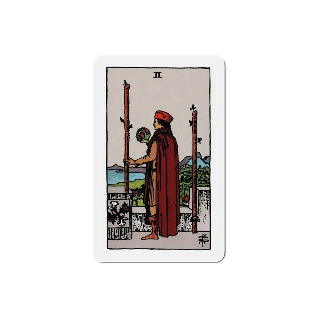 The 2 of Wands (Tarot Card) Refrigerator Magnet 3 Inch - The Sticker Space