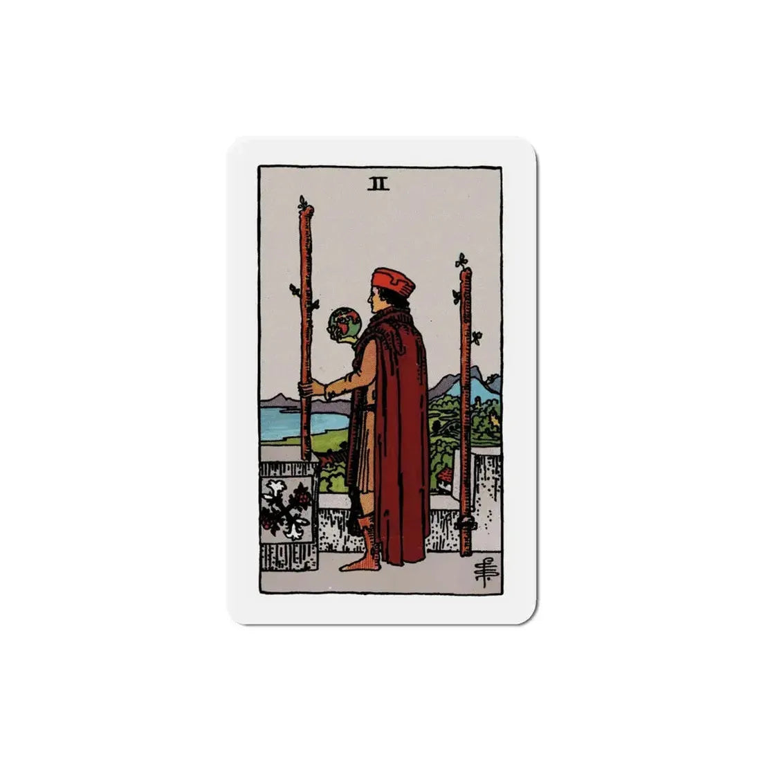 The 2 of Wands (Tarot Card) Refrigerator Magnet 4 Inch - The Sticker Space