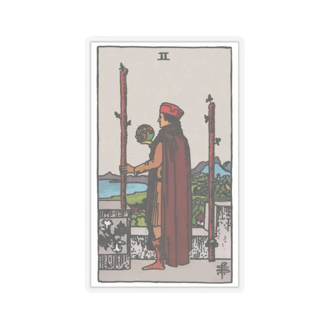 The 2 of Wands (Tarot Card) STICKER Vinyl Kiss-Cut Decal 2 Inch Transparent - The Sticker Space