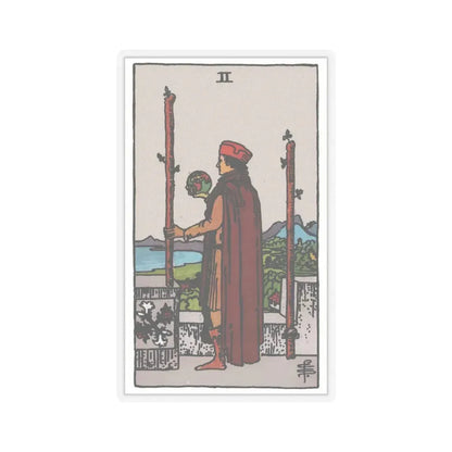 The 2 of Wands (Tarot Card) STICKER Vinyl Kiss-Cut Decal 3 Inch Transparent - The Sticker Space