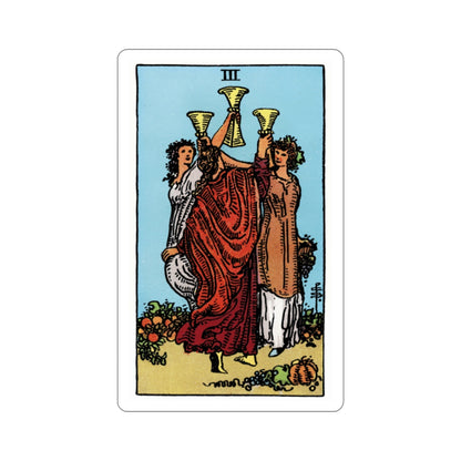 The 3 of Cups (Rider Waite Tarot Deck) STICKER Vinyl Die-Cut Decal-2 Inch-The Sticker Space