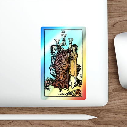 The 3 of Cups (Tarot Card) Holographic STICKER Die-Cut Vinyl Decal-The Sticker Space