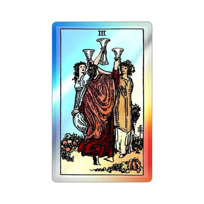 The 3 of Cups (Tarot Card) Holographic STICKER Die-Cut Vinyl Decal 5 Inch Holographic - The Sticker Space