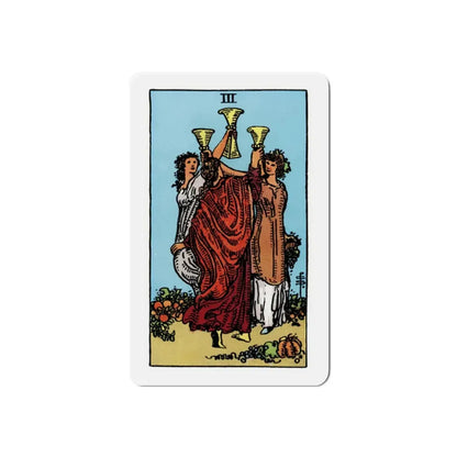 The 3 of Cups (Tarot Card) Refrigerator Magnet 2 Inch - The Sticker Space