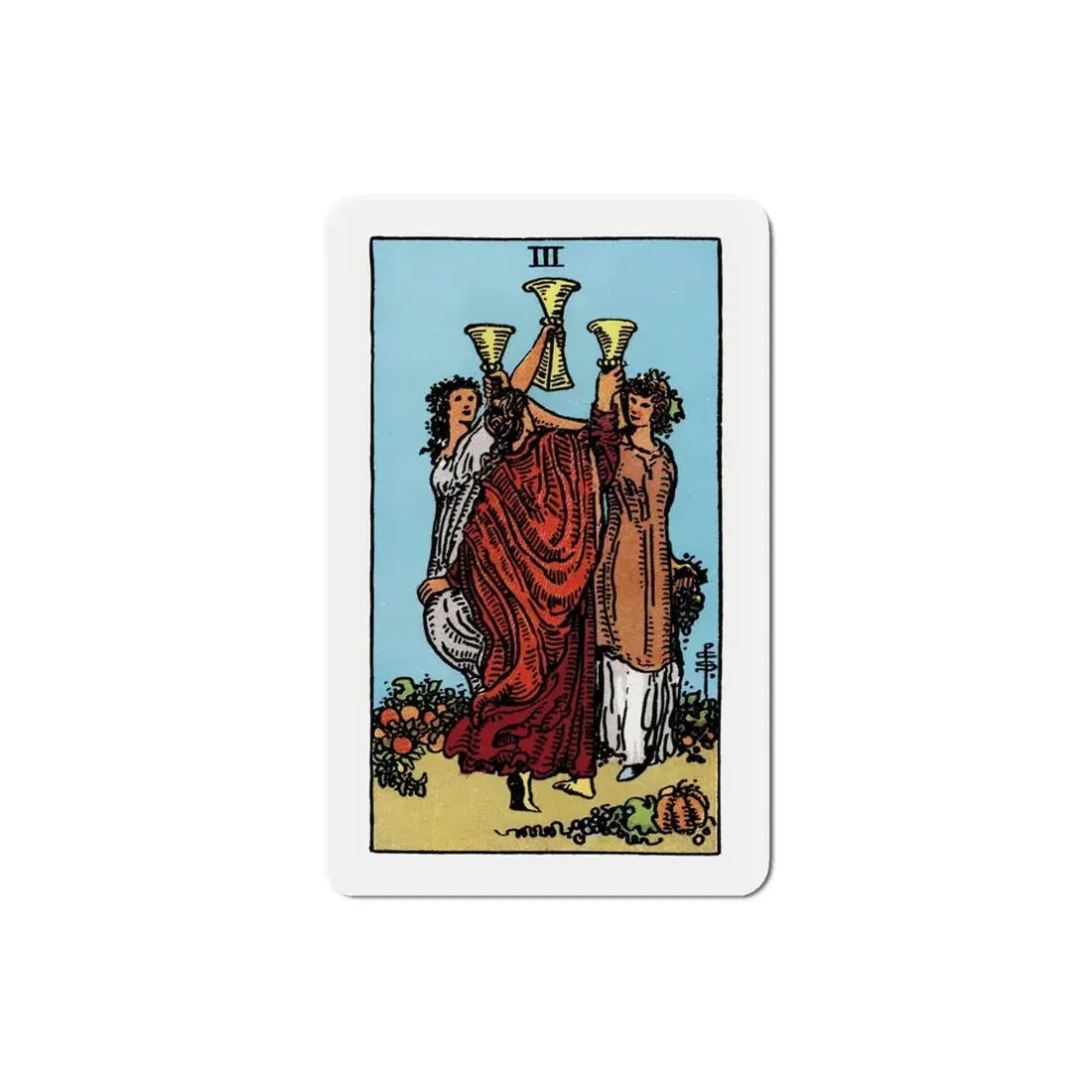 The 3 of Cups (Tarot Card) Refrigerator Magnet 4 Inch - The Sticker Space