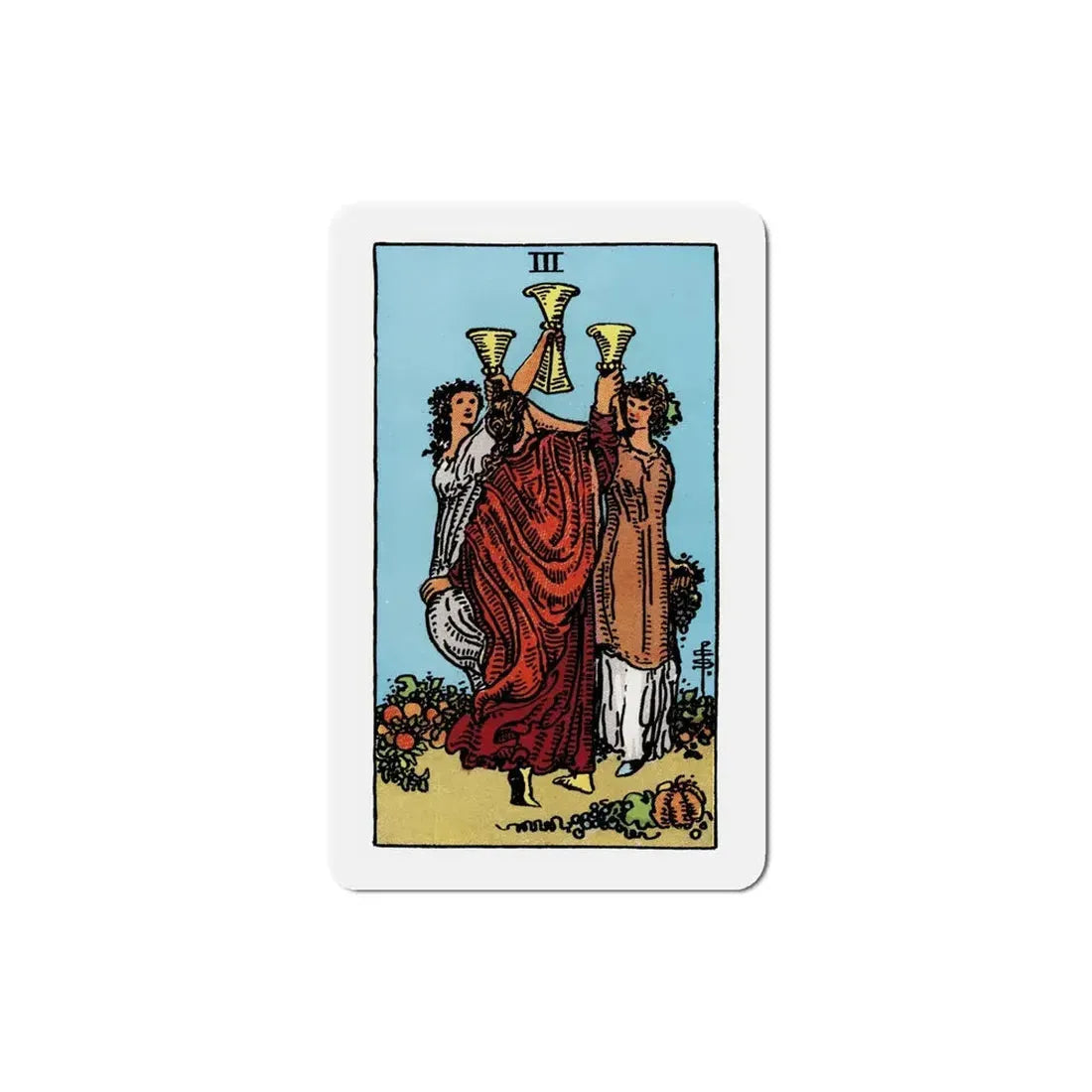 The 3 of Cups (Tarot Card) Refrigerator Magnet 5 Inch - The Sticker Space