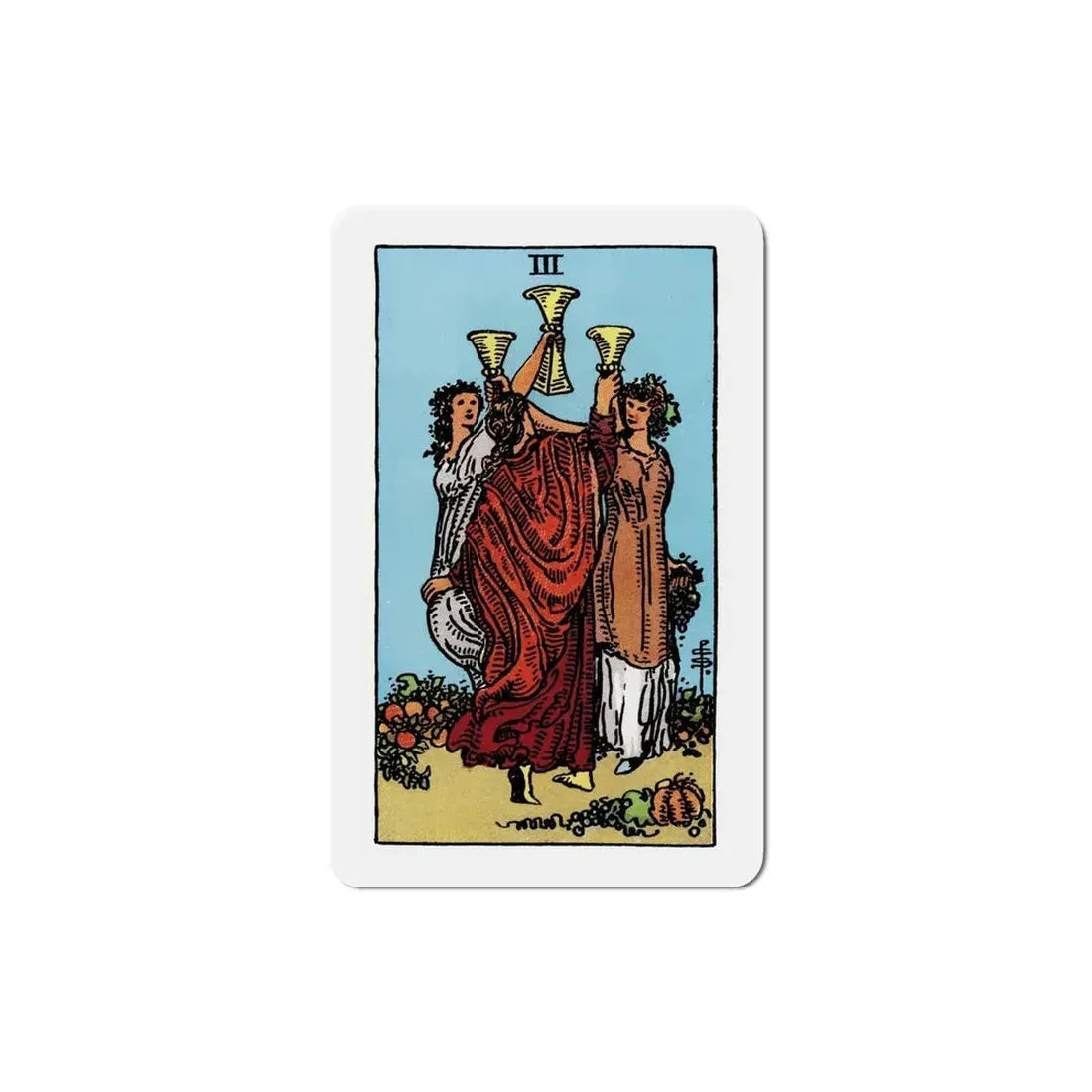 The 3 of Cups (Tarot Card) Refrigerator Magnet 6 Inch - The Sticker Space