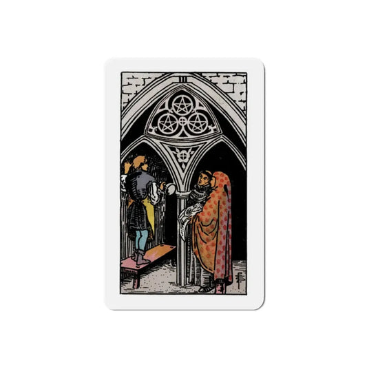 The 3 of Pentacles (Tarot Card) Refrigerator Magnet 2 Inch - The Sticker Space