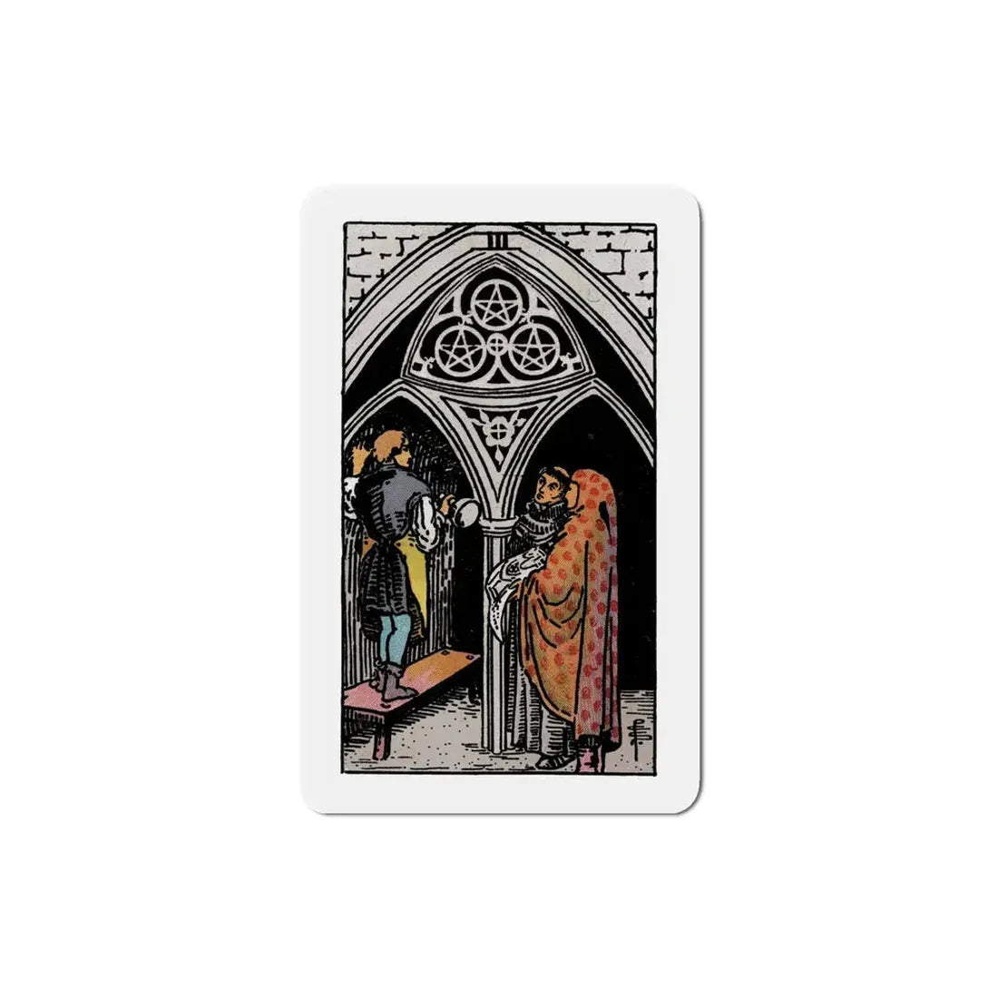 The 3 of Pentacles (Tarot Card) Refrigerator Magnet 5 Inch - The Sticker Space