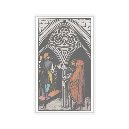 The 3 of Pentacles (Tarot Card) STICKER Vinyl Kiss-Cut Decal 2 Inch Transparent - The Sticker Space