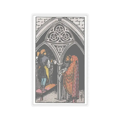 The 3 of Pentacles (Tarot Card) STICKER Vinyl Kiss-Cut Decal 3 Inch Transparent - The Sticker Space