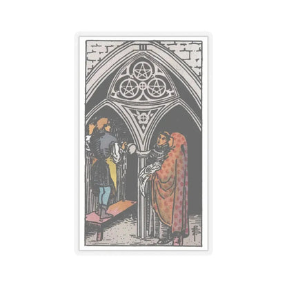 The 3 of Pentacles (Tarot Card) STICKER Vinyl Kiss-Cut Decal 6 Inch Transparent - The Sticker Space