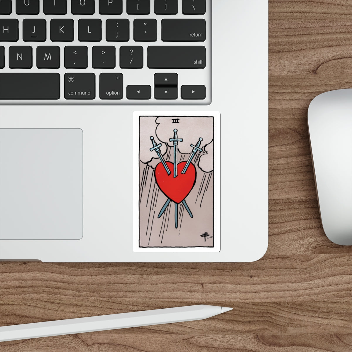 The 3 of Swords (Rider Waite Tarot Deck) STICKER Vinyl Die-Cut Decal-The Sticker Space