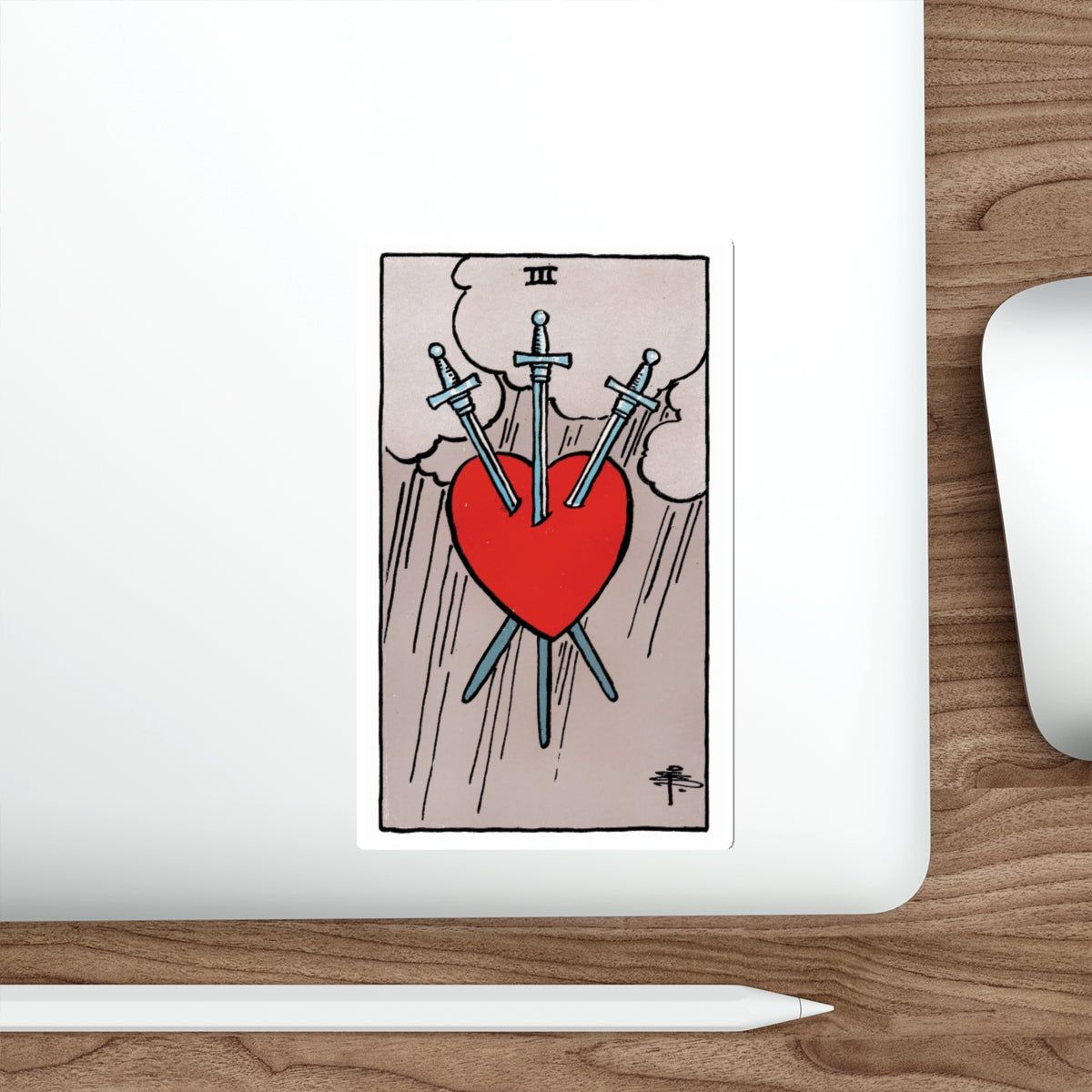 The 3 of Swords (Rider Waite Tarot Deck) STICKER Vinyl Die-Cut Decal-The Sticker Space