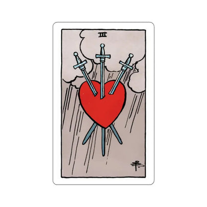 The 3 of Swords (Rider Waite Tarot Deck) STICKER Vinyl Die-Cut Decal 2 Inch - The Sticker Space