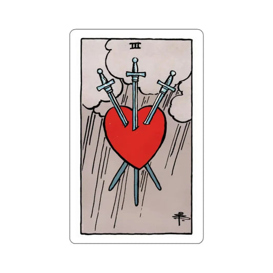 The 3 of Swords (Rider Waite Tarot Deck) STICKER Vinyl Die-Cut Decal 2 Inch - The Sticker Space