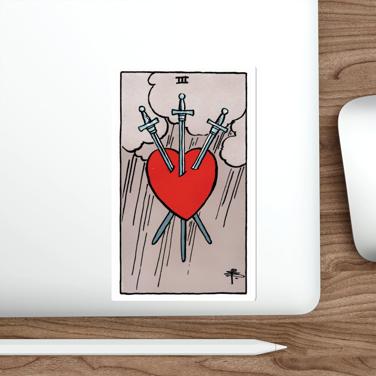 The 3 of Swords (Rider Waite Tarot Deck) STICKER Vinyl Die-Cut Decal-The Sticker Space