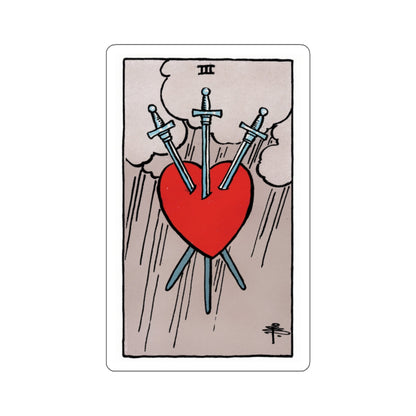 The 3 of Swords (Rider Waite Tarot Deck) STICKER Vinyl Die-Cut Decal-White-The Sticker Space