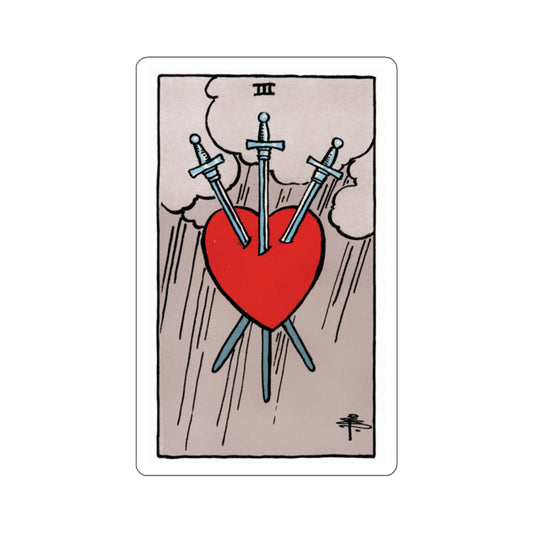 The 3 of Swords (Rider Waite Tarot Deck) STICKER Vinyl Die-Cut Decal-White-The Sticker Space