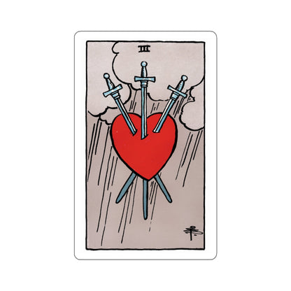 The 3 of Swords (Rider Waite Tarot Deck) STICKER Vinyl Die-Cut Decal-White-The Sticker Space