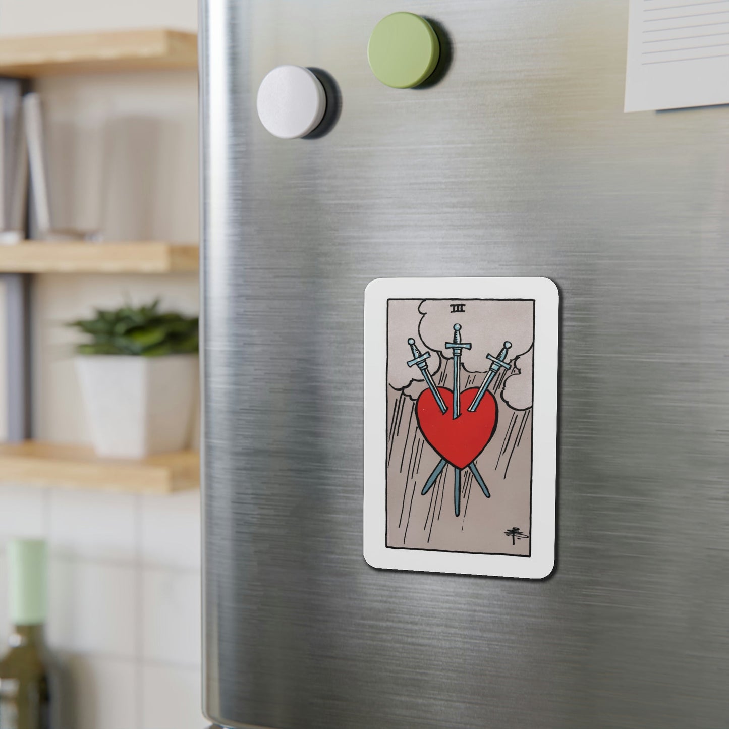 The 3 of Swords (Tarot Card) Die-Cut Magnet-The Sticker Space