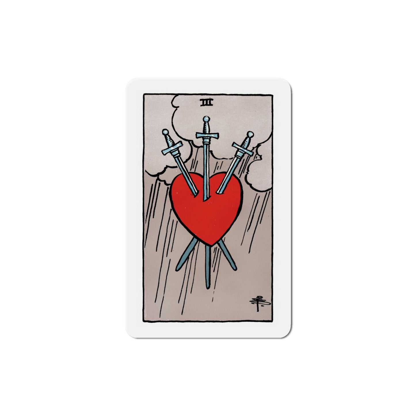 The 3 of Swords (Tarot Card) Die-Cut Magnet-6 Inch-The Sticker Space