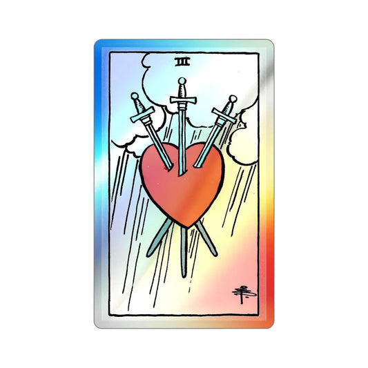 The 3 of Swords (Tarot Card) Holographic STICKER Die-Cut Vinyl Decal 2 Inch Holographic - The Sticker Space