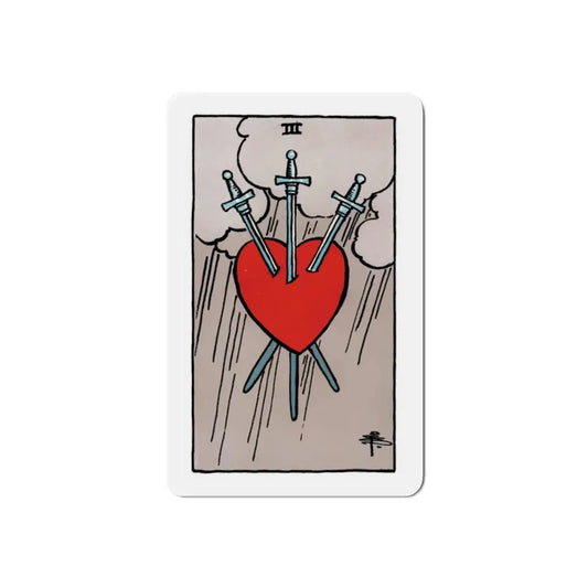 The 3 of Swords (Tarot Card) Refrigerator Magnet 2 Inch - The Sticker Space