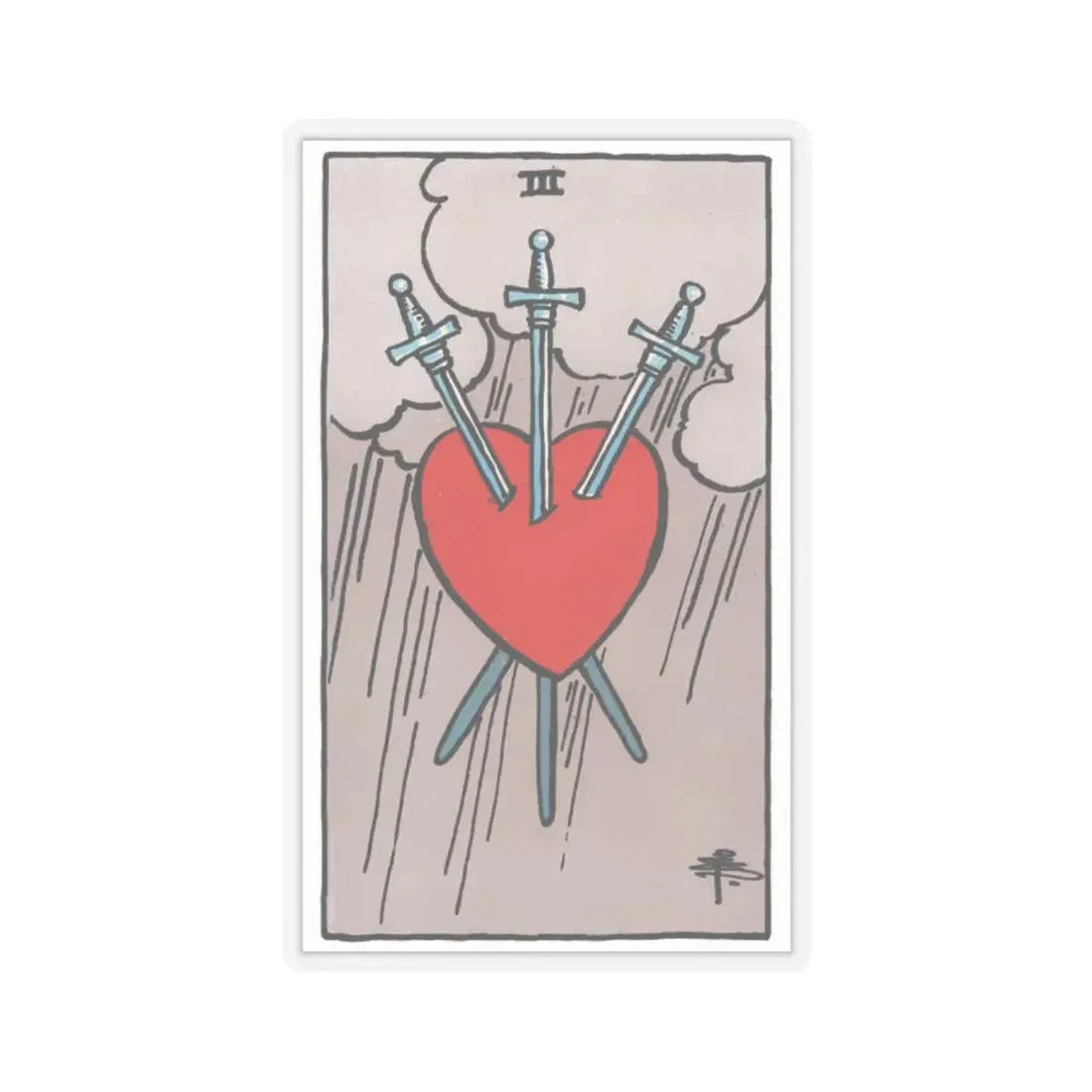 The 3 of Swords (Tarot Card) STICKER Vinyl Kiss-Cut Decal 2 Inch Transparent - The Sticker Space