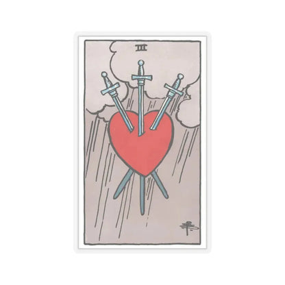 The 3 of Swords (Tarot Card) STICKER Vinyl Kiss-Cut Decal 3 Inch Transparent - The Sticker Space