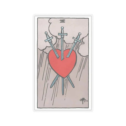 The 3 of Swords (Tarot Card) STICKER Vinyl Kiss-Cut Decal 6 Inch Transparent - The Sticker Space