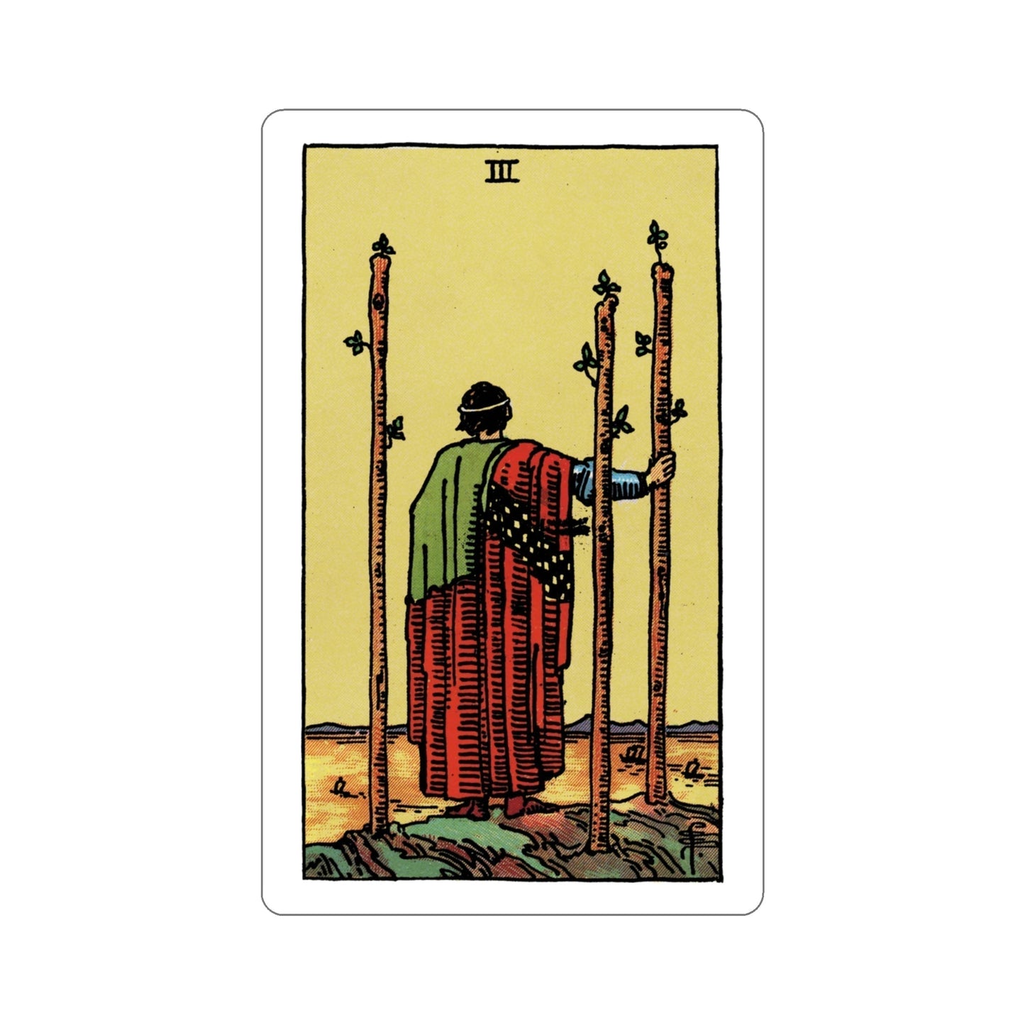 The 3 of Wands (Rider Waite Tarot Deck) STICKER Vinyl Die-Cut Decal-4 Inch-The Sticker Space