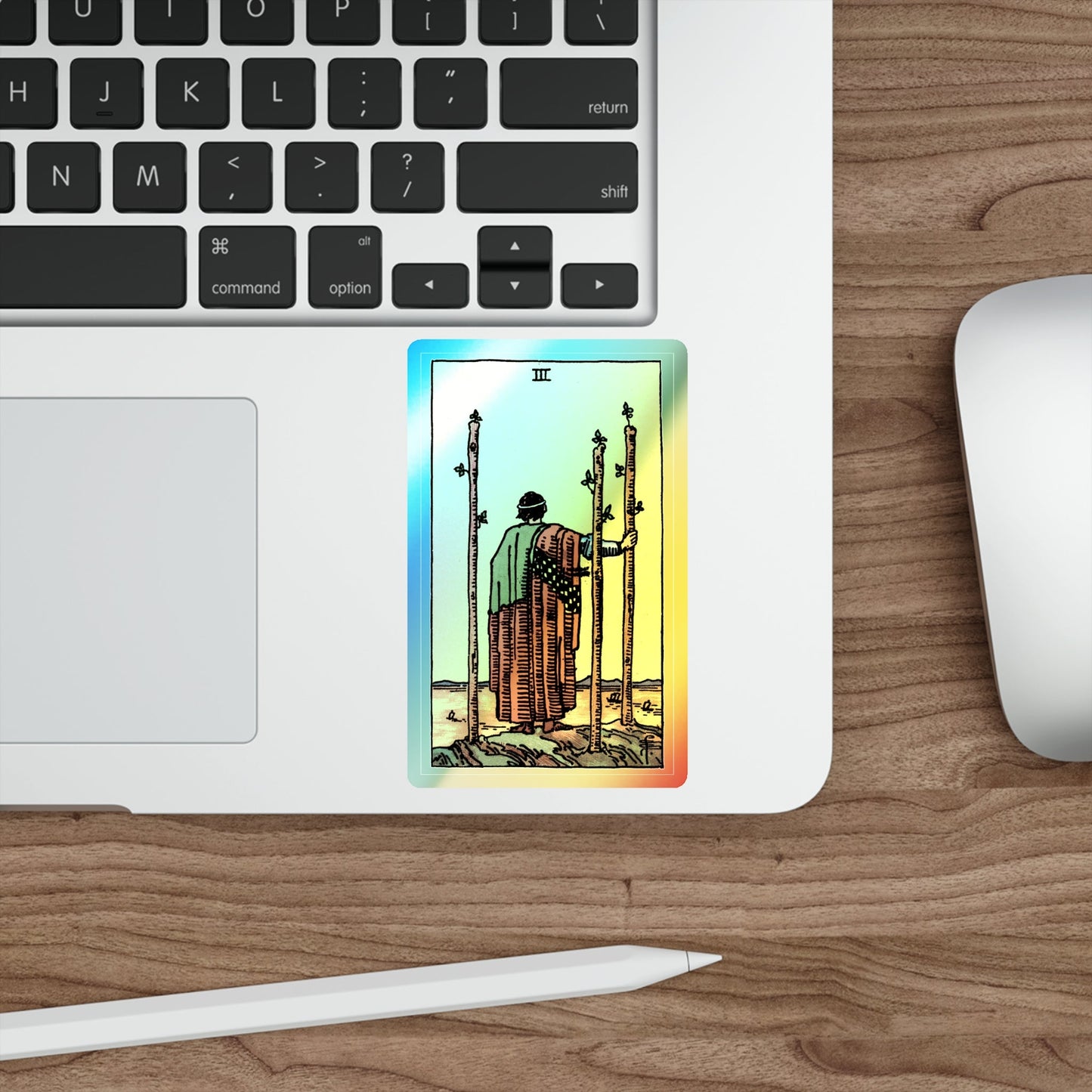 The 3 of Wands (Tarot Card) Holographic STICKER Die-Cut Vinyl Decal-The Sticker Space