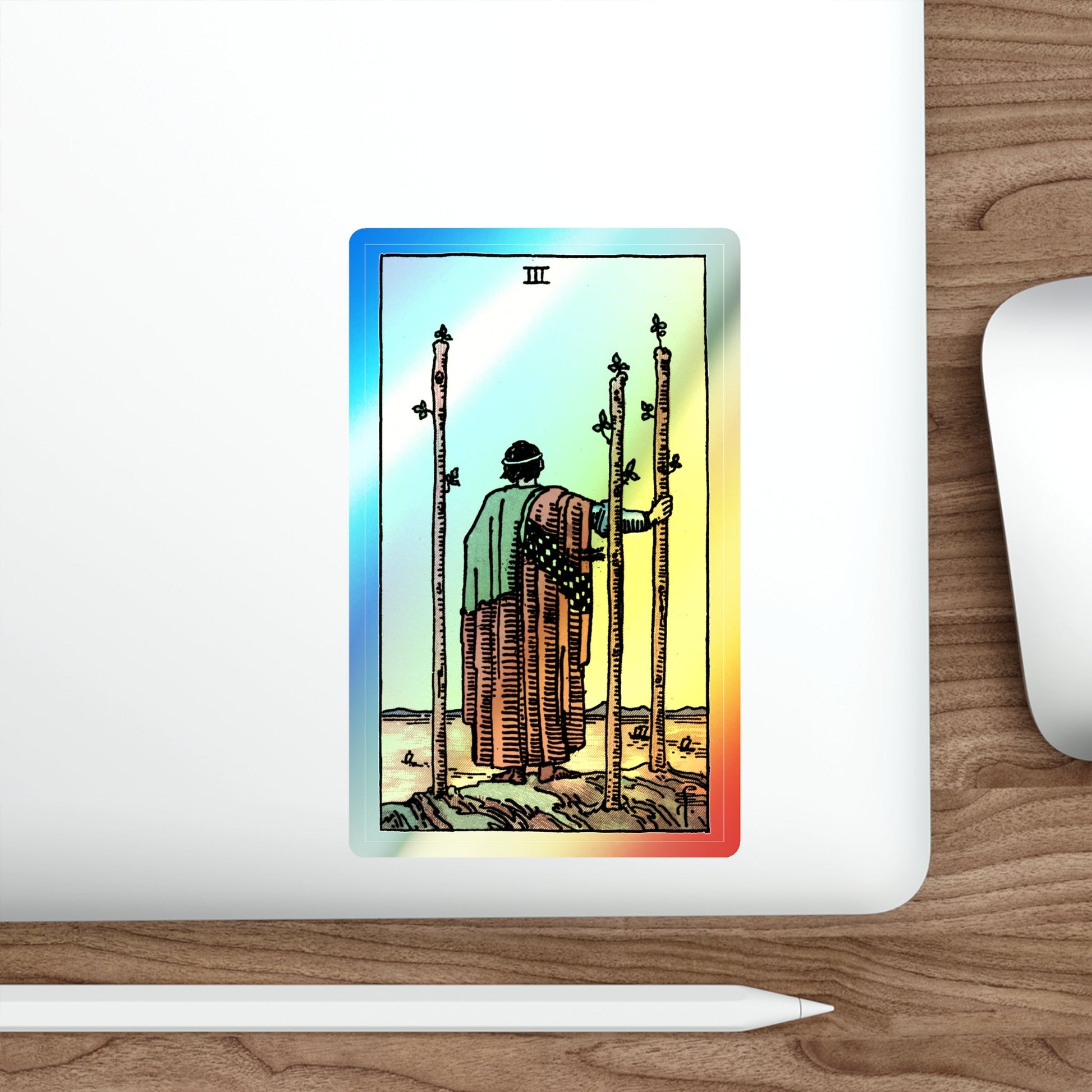 The 3 of Wands (Tarot Card) Holographic STICKER Die-Cut Vinyl Decal-The Sticker Space