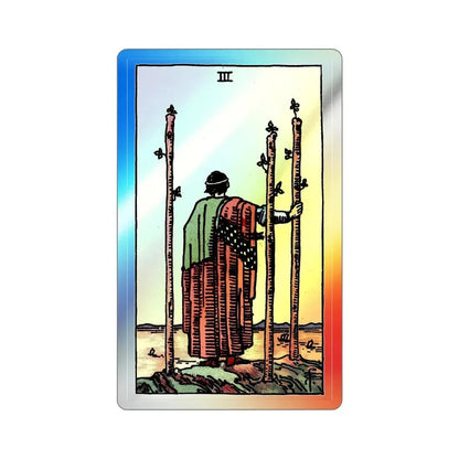The 3 of Wands (Tarot Card) Holographic STICKER Die-Cut Vinyl Decal 5 Inch Holographic - The Sticker Space