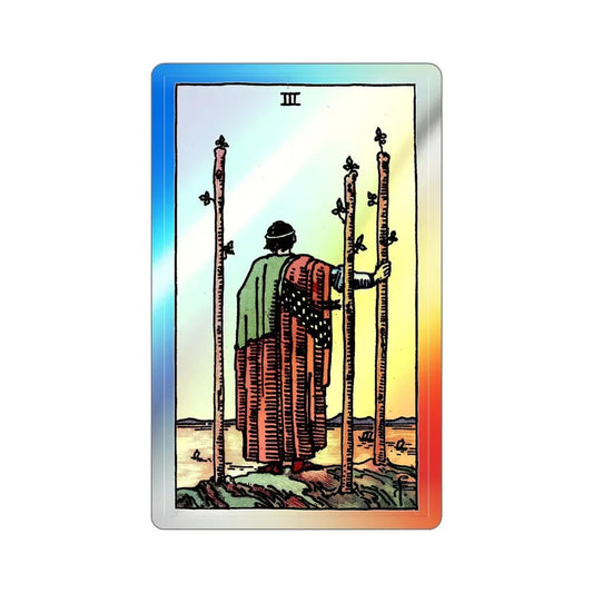 The 3 of Wands (Tarot Card) Holographic STICKER Die-Cut Vinyl Decal 6 Inch Holographic - The Sticker Space