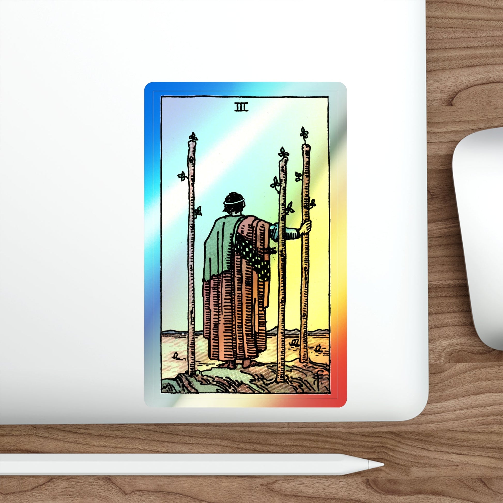 The 3 of Wands (Tarot Card) Holographic STICKER Die-Cut Vinyl Decal-The Sticker Space