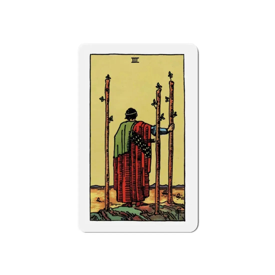 The 3 of Wands (Tarot Card) Refrigerator Magnet 2 Inch - The Sticker Space