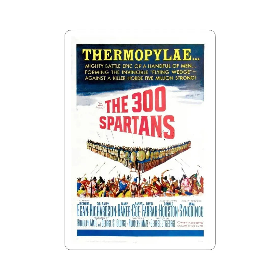 The 300 Spartans 1962 Movie Poster STICKER Vinyl Die-Cut Decal 4 Inch - The Sticker Space