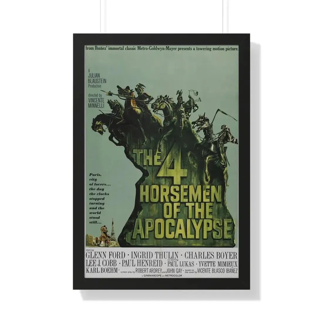 THE 4 HORSEMEN OF THE APOCALYPSE 1962 - Framed Movie Poster 20" x 30" Black - The Sticker Space