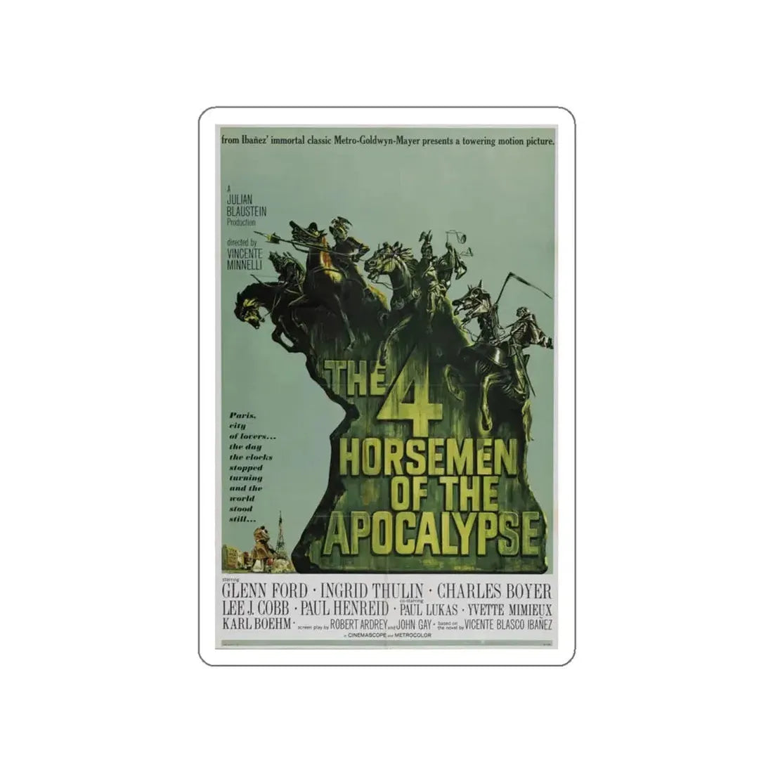 THE 4 HORSEMEN OF THE APOCALYPSE 1962 Movie Poster STICKER Vinyl Die-Cut Decal 4 Inch - The Sticker Space