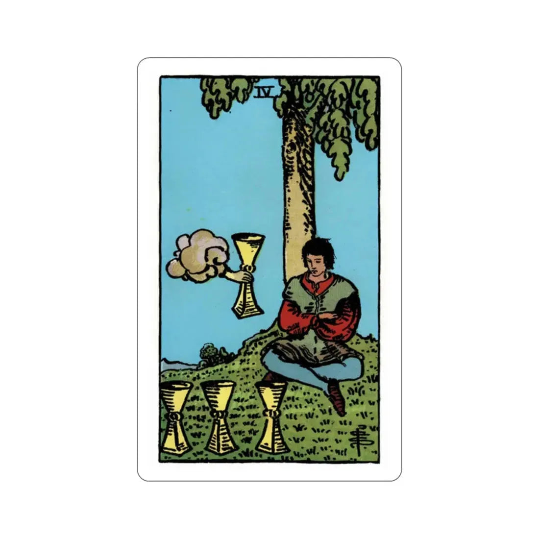 The 4 of Cups (Rider Waite Tarot Deck) STICKER Vinyl Die-Cut Decal 2 Inch - The Sticker Space