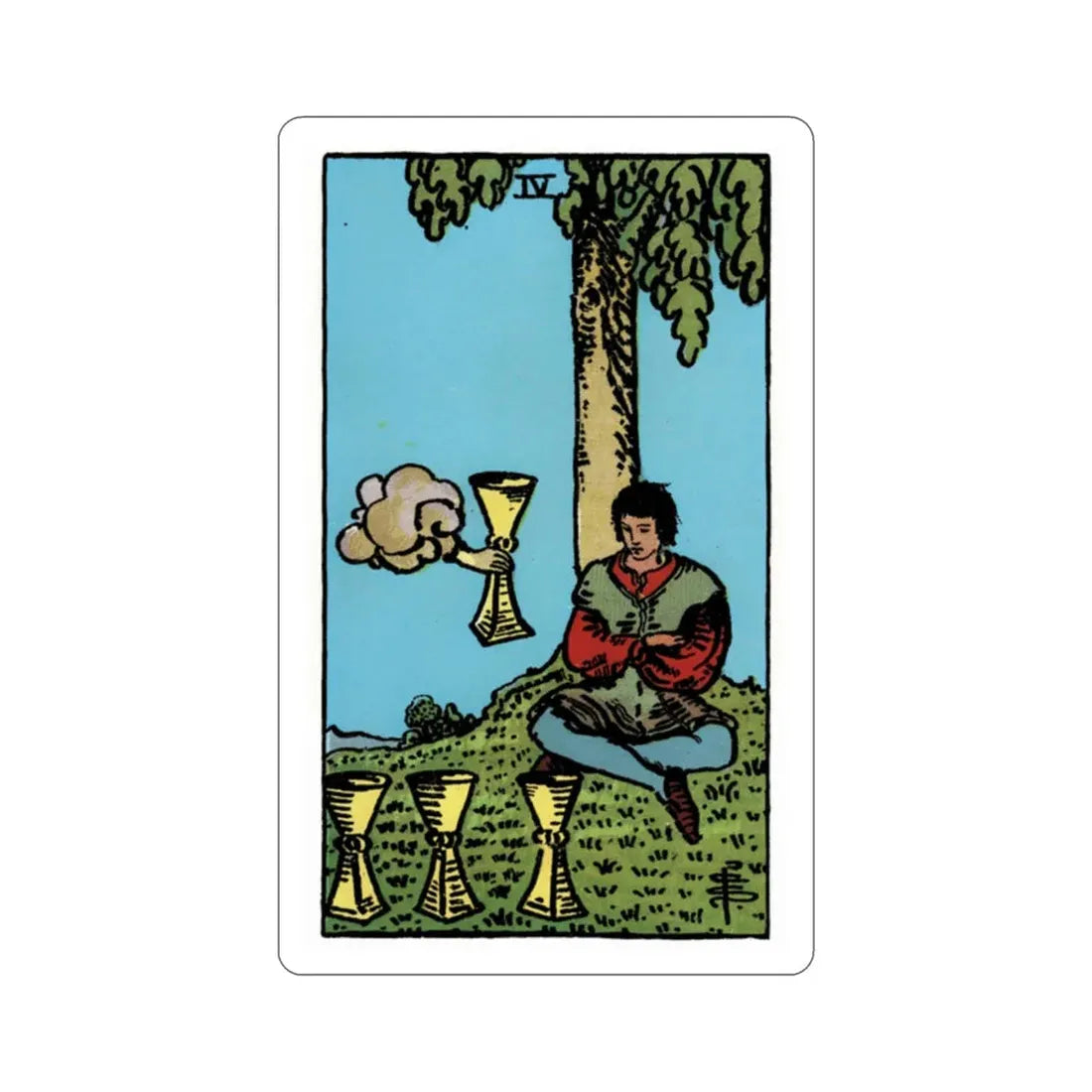 The 4 of Cups (Rider Waite Tarot Deck) STICKER Vinyl Die-Cut Decal 2 Inch - The Sticker Space