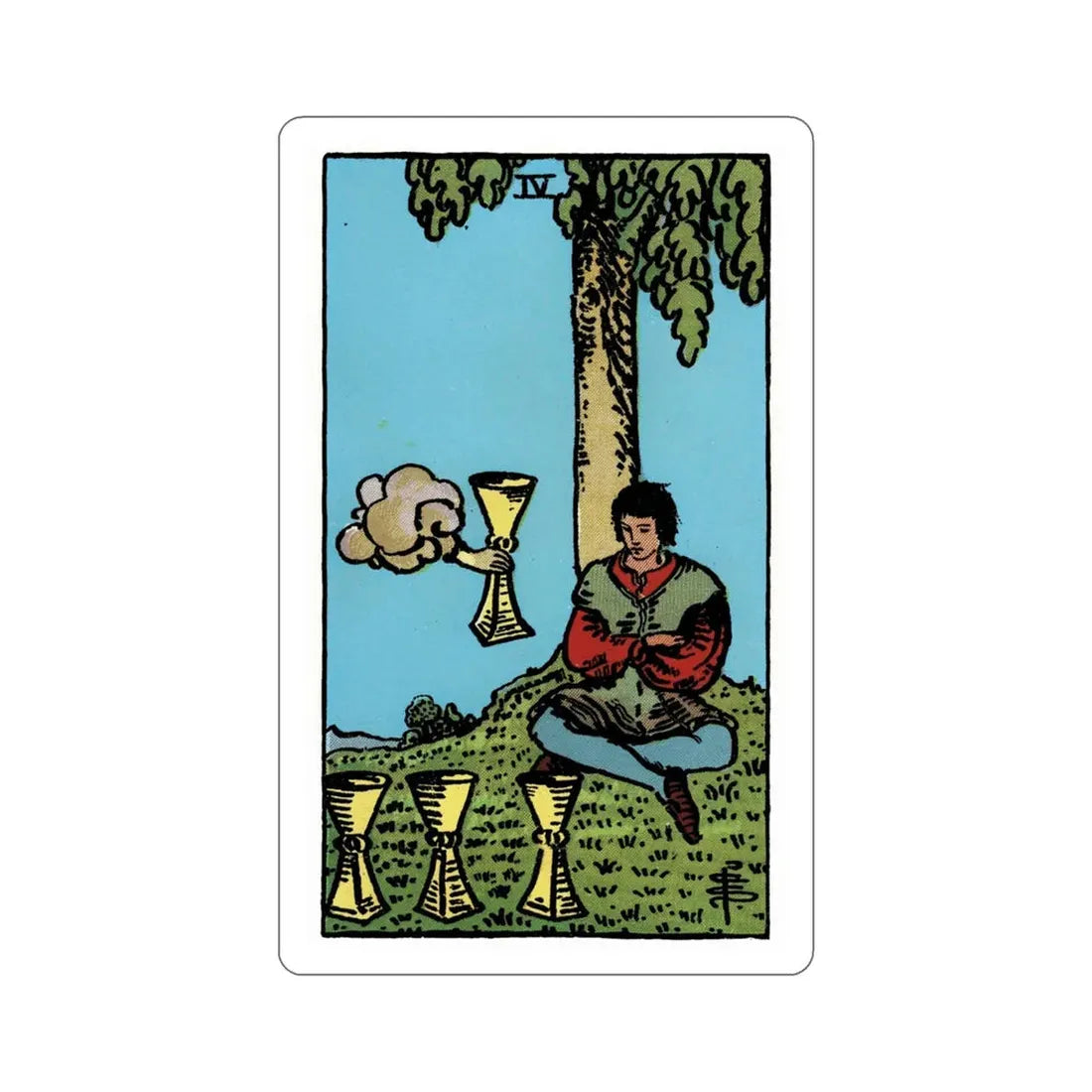 The 4 of Cups (Rider Waite Tarot Deck) STICKER Vinyl Die-Cut Decal 4 Inch - The Sticker Space