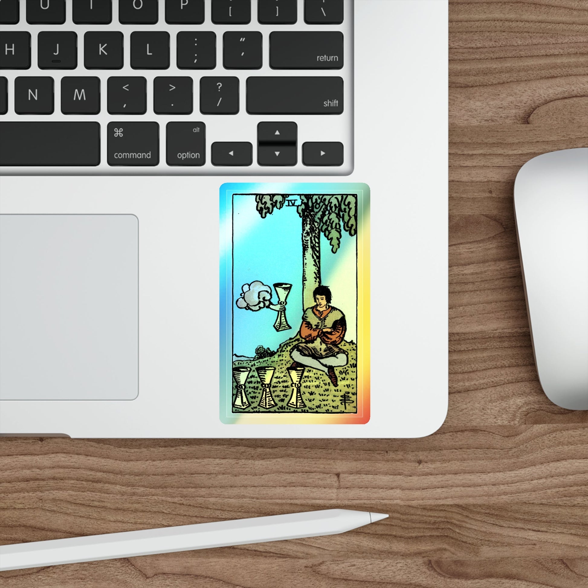 The 4 of Cups (Tarot Card) Holographic STICKER Die-Cut Vinyl Decal-The Sticker Space