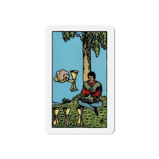 The 4 of Cups (Tarot Card) Refrigerator Magnet 2 Inch - The Sticker Space
